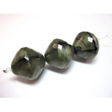 23x23mm smoke and jet marble faceted bicone
